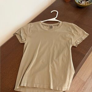 Aritzia Beige Short Sleeve Tee